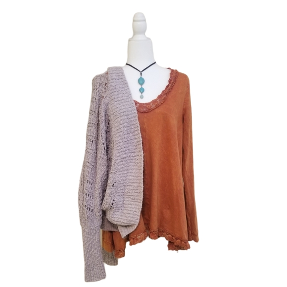 SOLD——-Altar'd State Tunic with floral embroidered trim - Picture 2 of 5